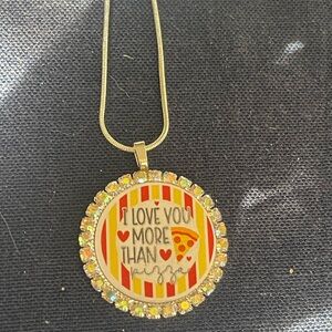 I Love You More Than Pizza Pendant Necklace